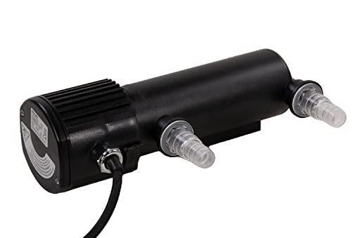 AquaForte GUV-207 UV-C, Max. Teich 6 m³, Max. Durchfluss 1,2 m³/Stunde, 7 Watt, Gehäuse mit Quick Lock-Anschluss, Ausgestattet mit 3 Anschlüssen: 3 Schlauchnippel 20/25/32/40 mm und UV-Schauglas