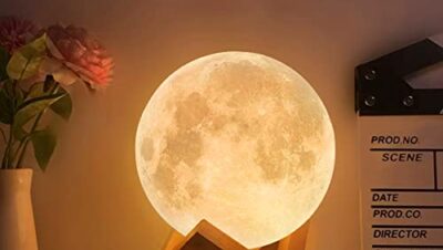 CPROSP Mond Lampe 15cm 3d Druck mit EU Stecker, Mondlampe Kugel, Lunalamp mit Fernbedienung, Moonlight Lampe Dimmbar, Mondlicht RGB-16 Farbewechsel
