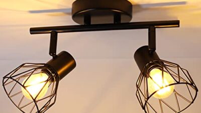 Dehobo Led Deckenstrahler Schwenkbar 350°, Deckenleuchte E14 2 Flammig Schwarz, Spotleuchte Wand, Deckenlampe Spots Led, LED Wandstrahler für Küche, Wohnzimmer, Schlafzimmer, Nein E14 Leuchtmittel