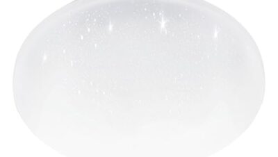 EGLO Deckenlampe Pogliola-S, Ø 31 cm, Kristalleffekt LED Deckenleuchte, 1 flammige Wohnzimmerlampe aus Stahl und Kunststoff, Lampe weiß, Kinderzimmerlampe, Küchenlampe, Bürolampe, Flurlampe Decke