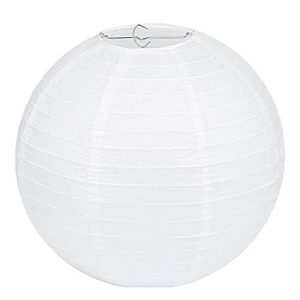 Lampenschirm Rund Weiß Papier Laterne Classic Bamboo Style Gerippter Lampenschirm Deko für Party Garten Hochzeit Dekoration (30 cm, 12")