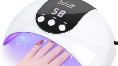 LKE UV Lampe für Gelnägel, 54W UV Lampe Nägel mit 3 Timer, LCD Display, Auto Sensor,Premium UV Lampe für Alle UV Gel Nagellack, Ideal für Anfänger und Profis,Festivalgeschenk (13 * 10-Weiß)