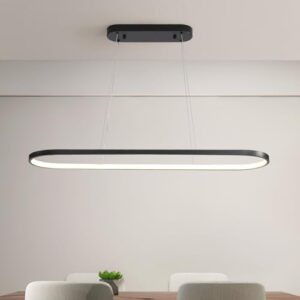 Optimale Höhe Lampe über Esstisch: Richtlinien und Tipps für perfekte Beleuchtung minifair Oval Hängeleuchte LED Dimmbare Hängelampe Ring Pendelleuchte Moderne Esstisch Lampe mit Fernbedienung Höhenverstellbar für Wohnzimmer Esszimmer Küche Arbeitszimmer Schlafzimmer Schwarz 70cm