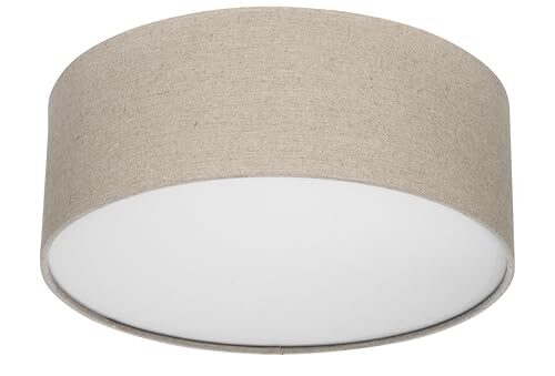 REV LED Deckenleuchte - Deckenlampe Schlafzimmer, Wohnzimmer & Küche rund 30cm mit Stoff-Lampenschirm im Vintage-Look, taupe