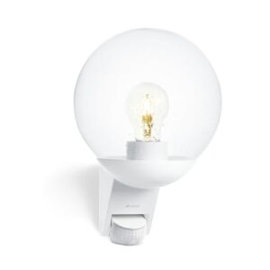 Bewegungsmelder mit Lampe anschließen: Anleitung Schritt für Schritt Steinel Außenwandleuchte L 585 S weiß, 180° Bewegungsmelder, Max. 10 m Reichweite, klassisch, mundgeblasener Glaskörper, Weiß - Ohne Leuchtmittel