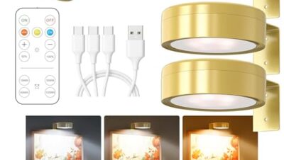 Winwj 3 Stück Bildbeleuchtung Kabellos, Aufladbar Bilderleuchte Kabellos mit Fernbedienung, Bild Licht mit 3 Lichtfarben, Dimmbar, Magnetisches LED Malerei Licht für Bilderrahmen, Wand, Regal, Bilder